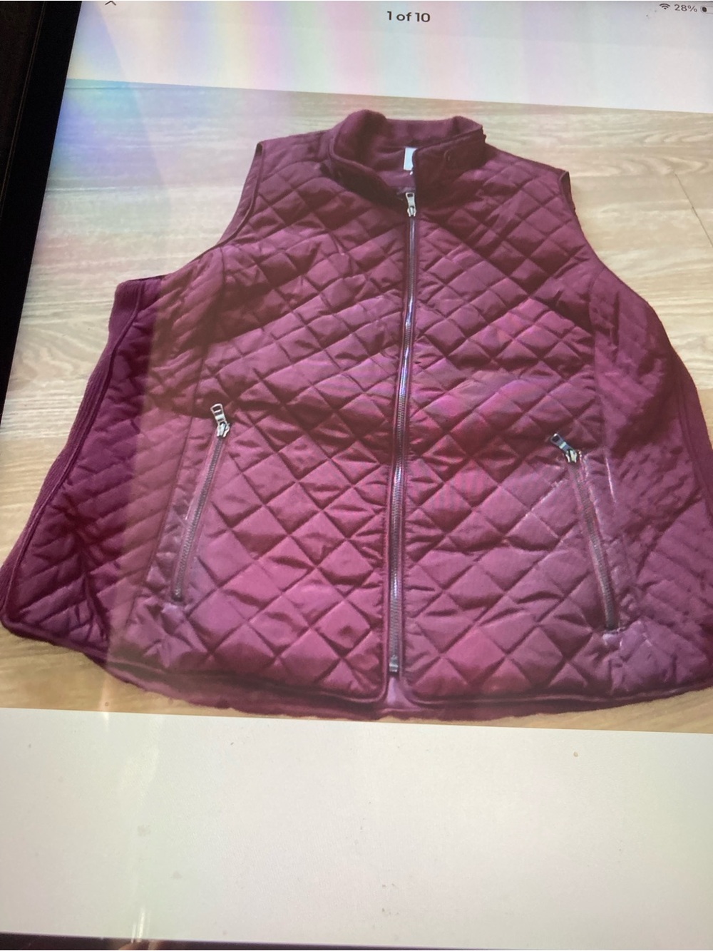 Westport Burgundy Rust Red Quilted Vest Size 2X Diamond Stitched High Collar
